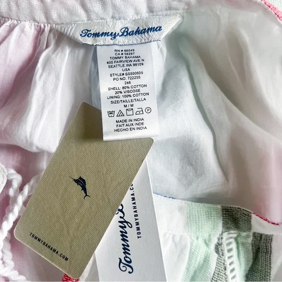 TOMMY BAHAMA Multi Stripe Dobby Tunic Swim Coverup Size Medium - Picture 12 of 13
